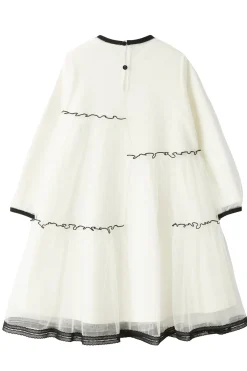 abito girocollo con tulle