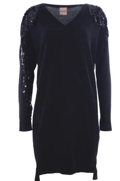 Abito longuette in lana con paillettes