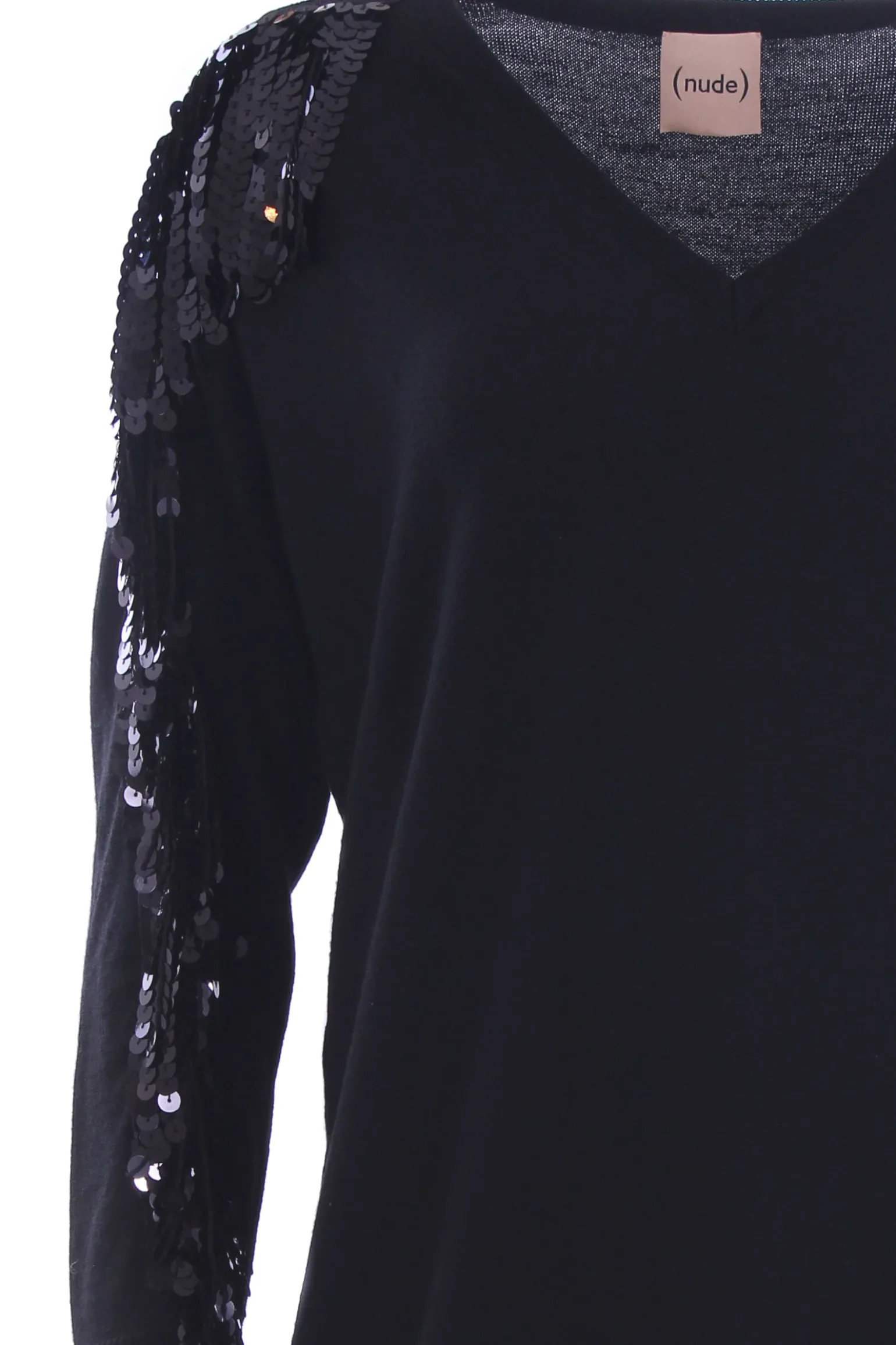 Abito longuette in lana con paillettes