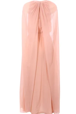 Abito lungo in crepe de chine e georgette di seta