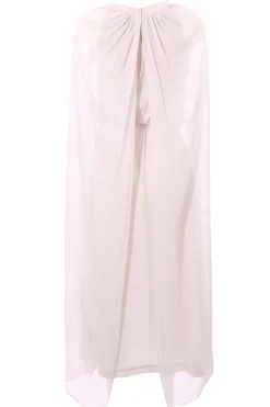 Abito lungo in crepe de chine e georgette di seta