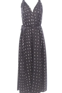 Abito lungo lines & dots con pieghe