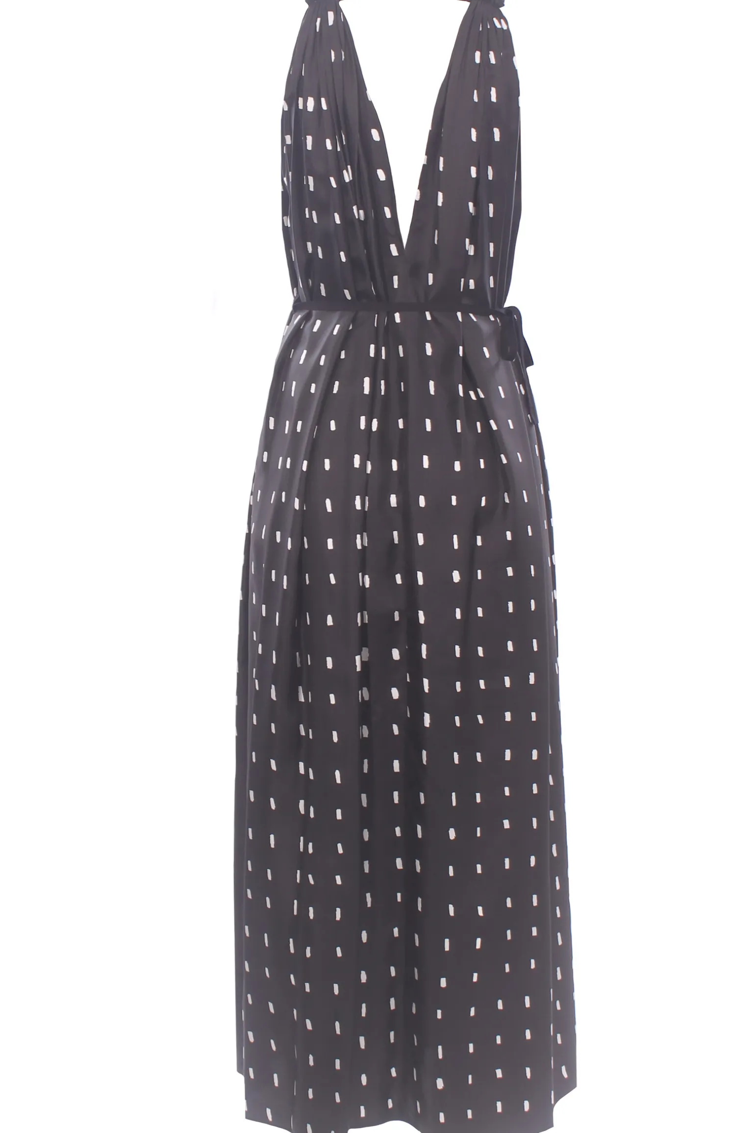 Abito lungo lines & dots con pieghe