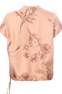 Blusa dandy in seta stampata con coulisse