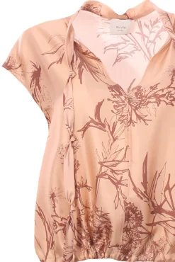 Blusa dandy in seta stampata con coulisse