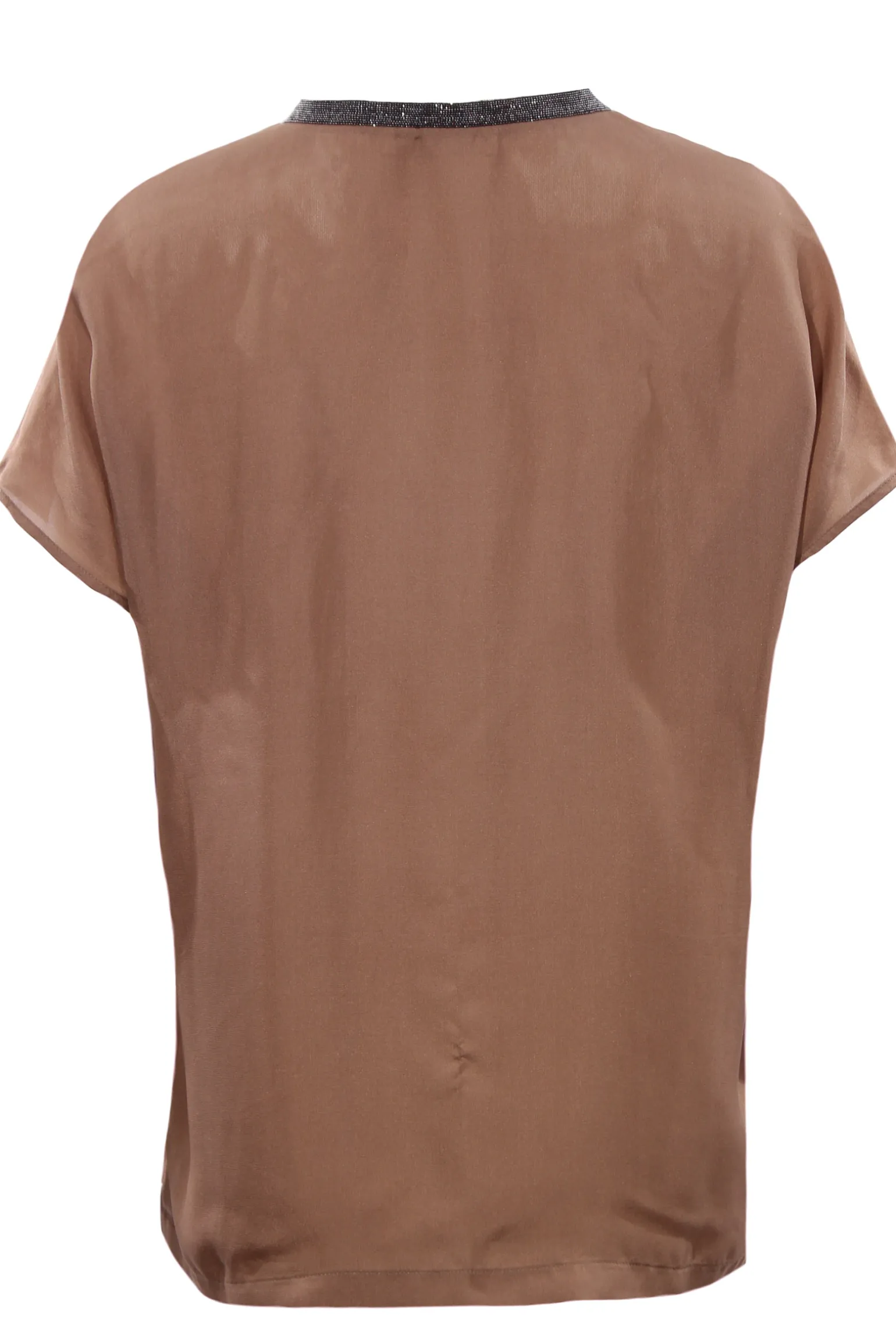 Blusa in garza di seta collo a v