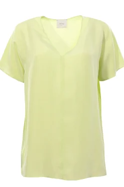 Blusa in seta collo a v