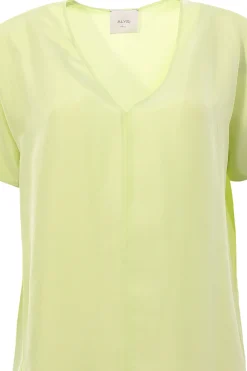 Blusa in seta collo a v