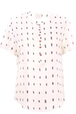 Blusa in seta stampata efetto polo