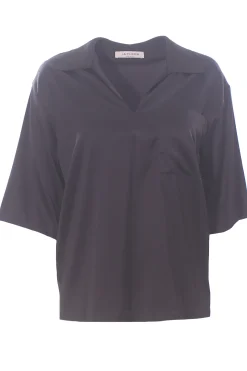 Blusa in viscosa di seta collo lurex