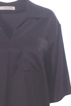 Blusa in viscosa di seta collo lurex