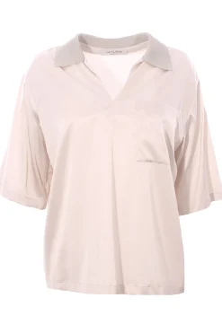 Blusa in viscosa di seta collo lurex