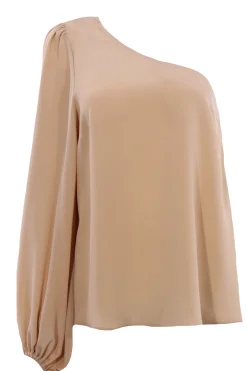 Blusa monospalla in seta