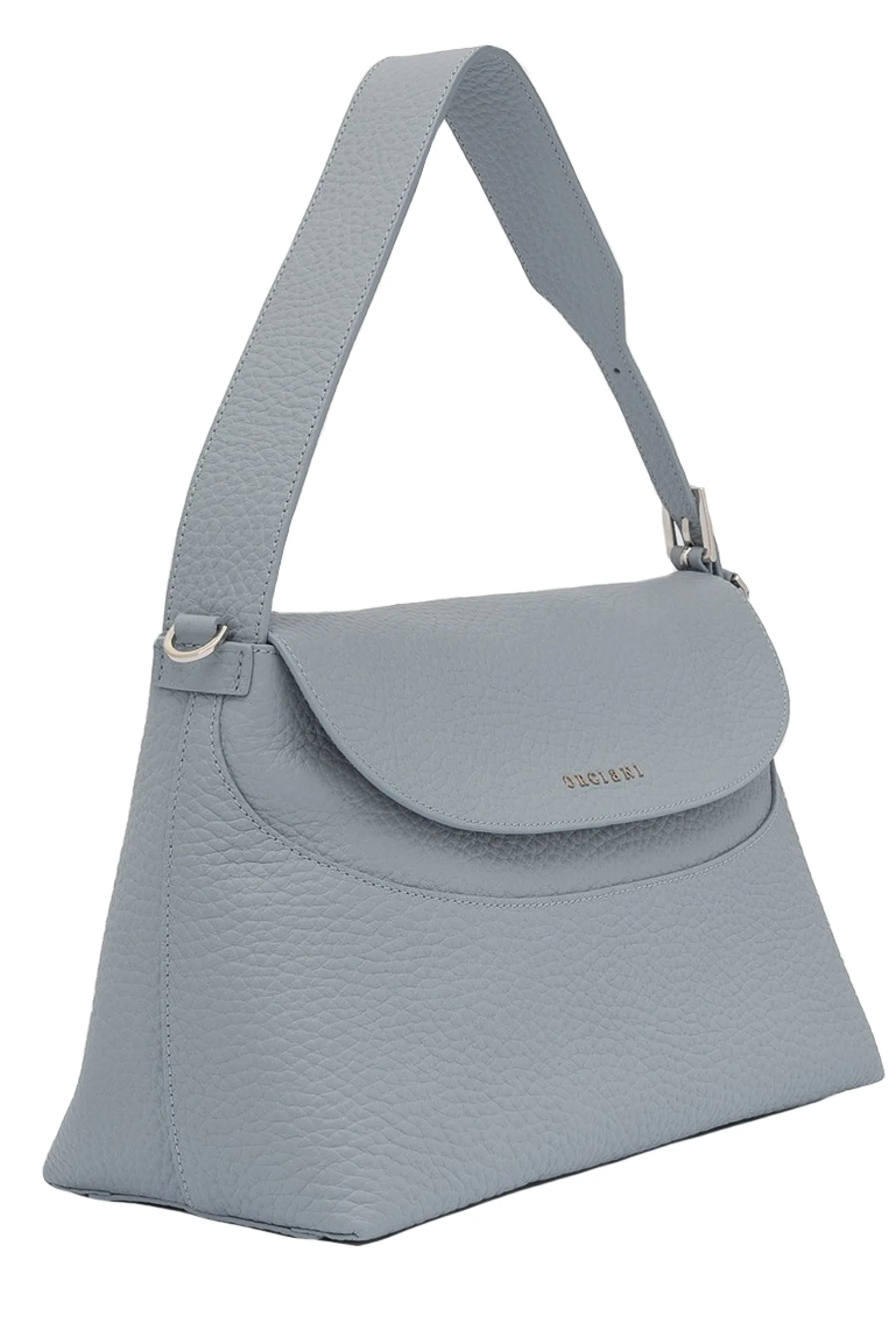 Borsa a spalla nana soft in pelle martellata con tracolla