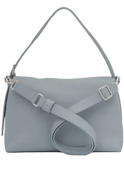 Borsa a spalla nana soft in pelle martellata con tracolla