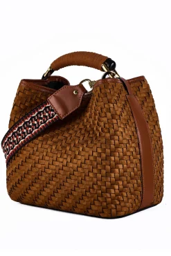 Borsa secchiello in eco suede intrecciato