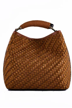 Borsa secchiello in eco suede intrecciato