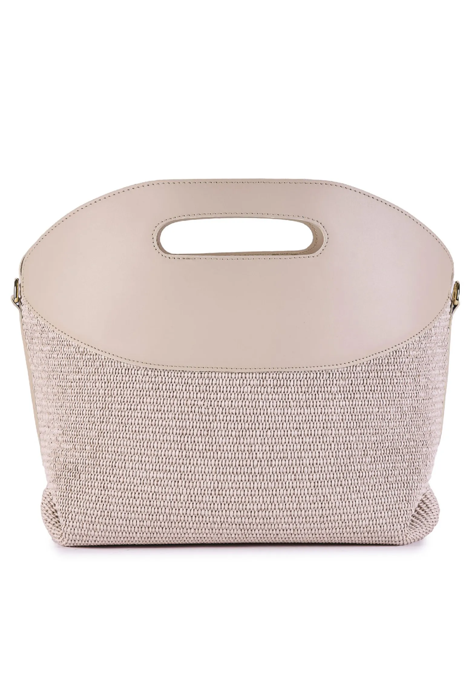 Borsa shopping in rafia e pelle