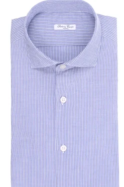 camicia a righe in cotone seersucker