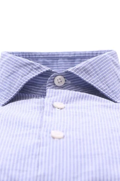 camicia a righe in cotone seersucker