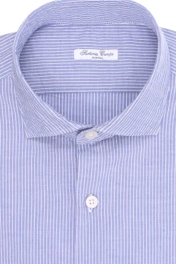 camicia a righe in cotone seersucker
