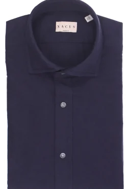 camicia con bottoni automatici a contrasto