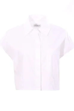Camicia corta in cotone con ricami