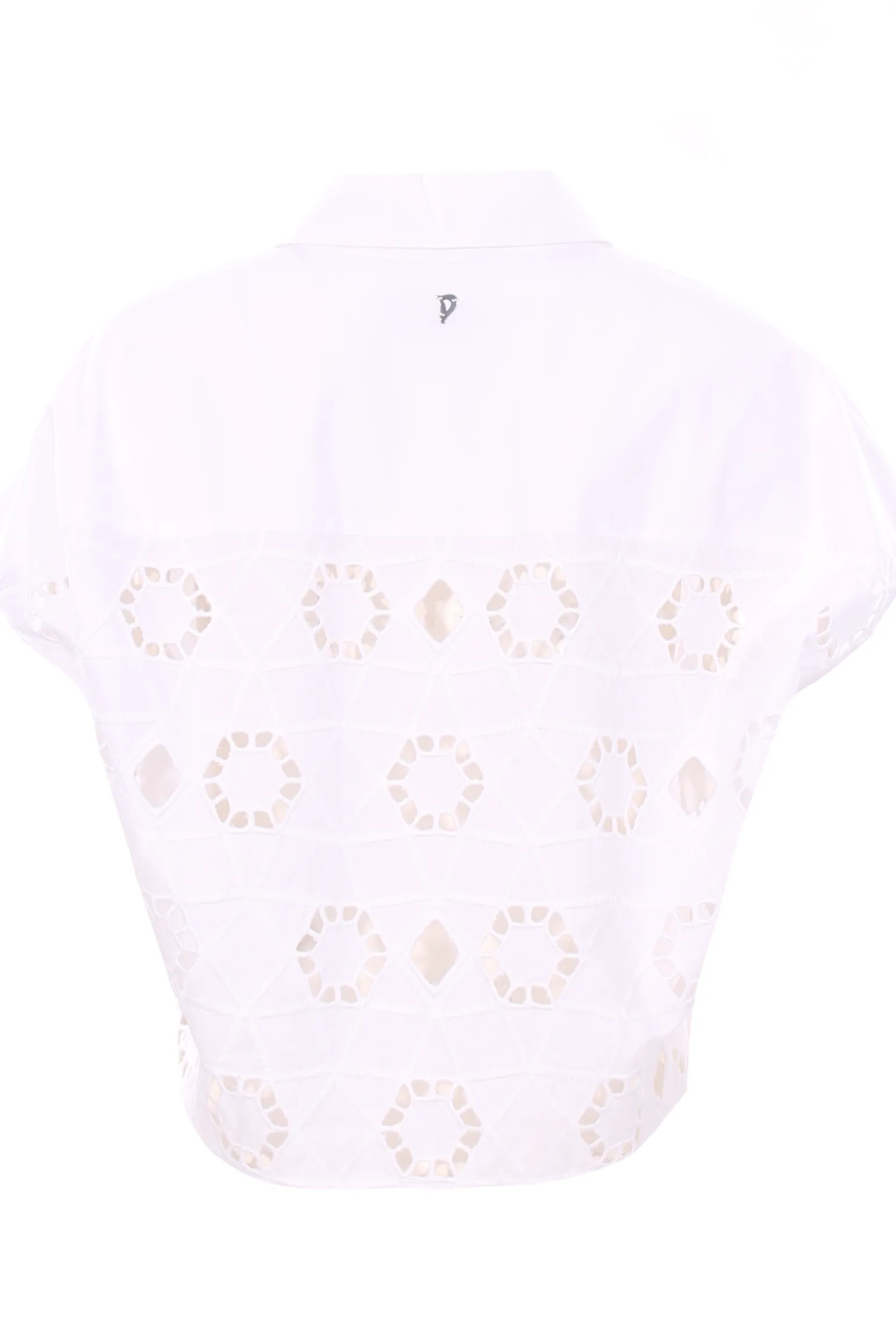 Camicia corta in cotone con ricami