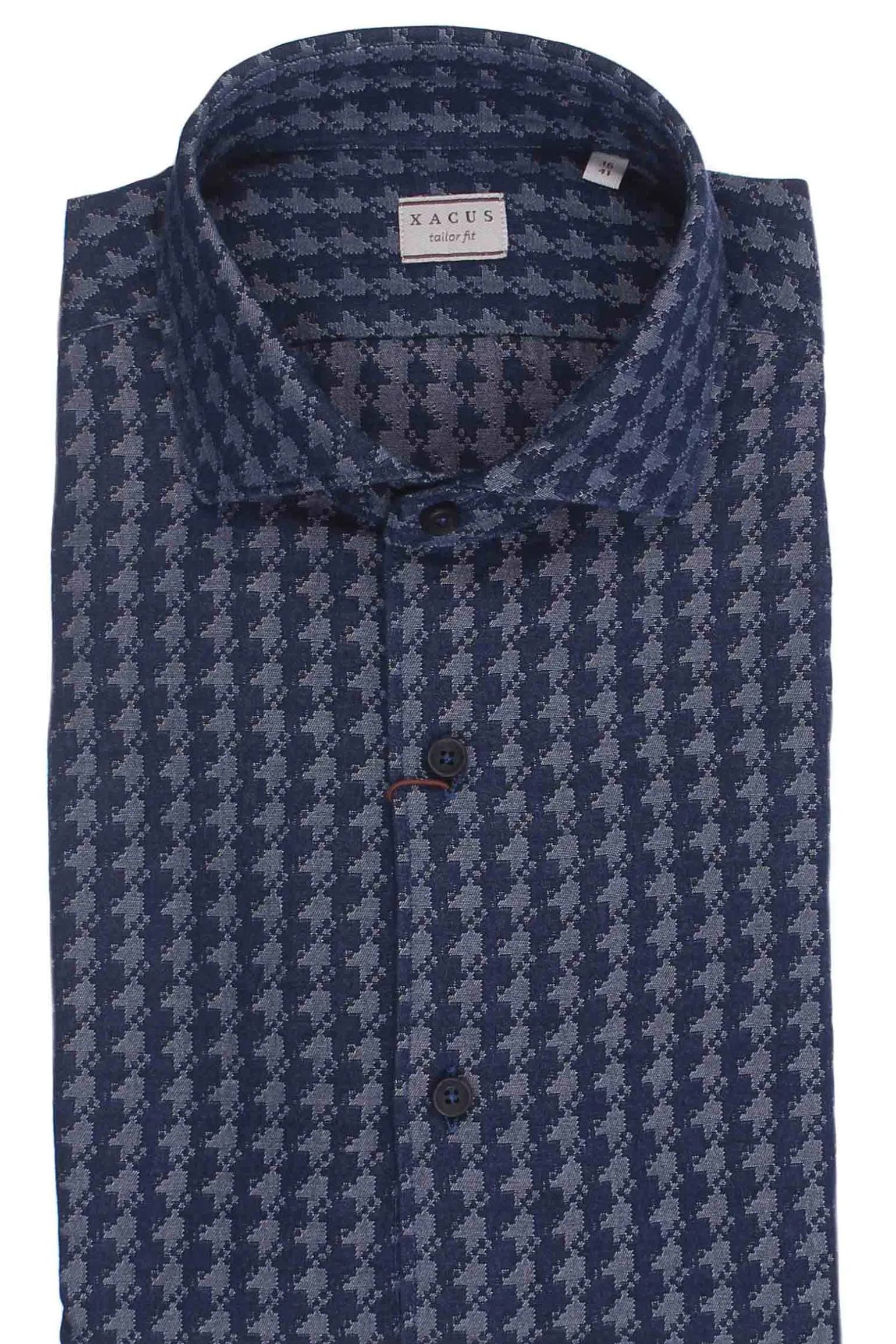 Camicia jacquard in filato indaco