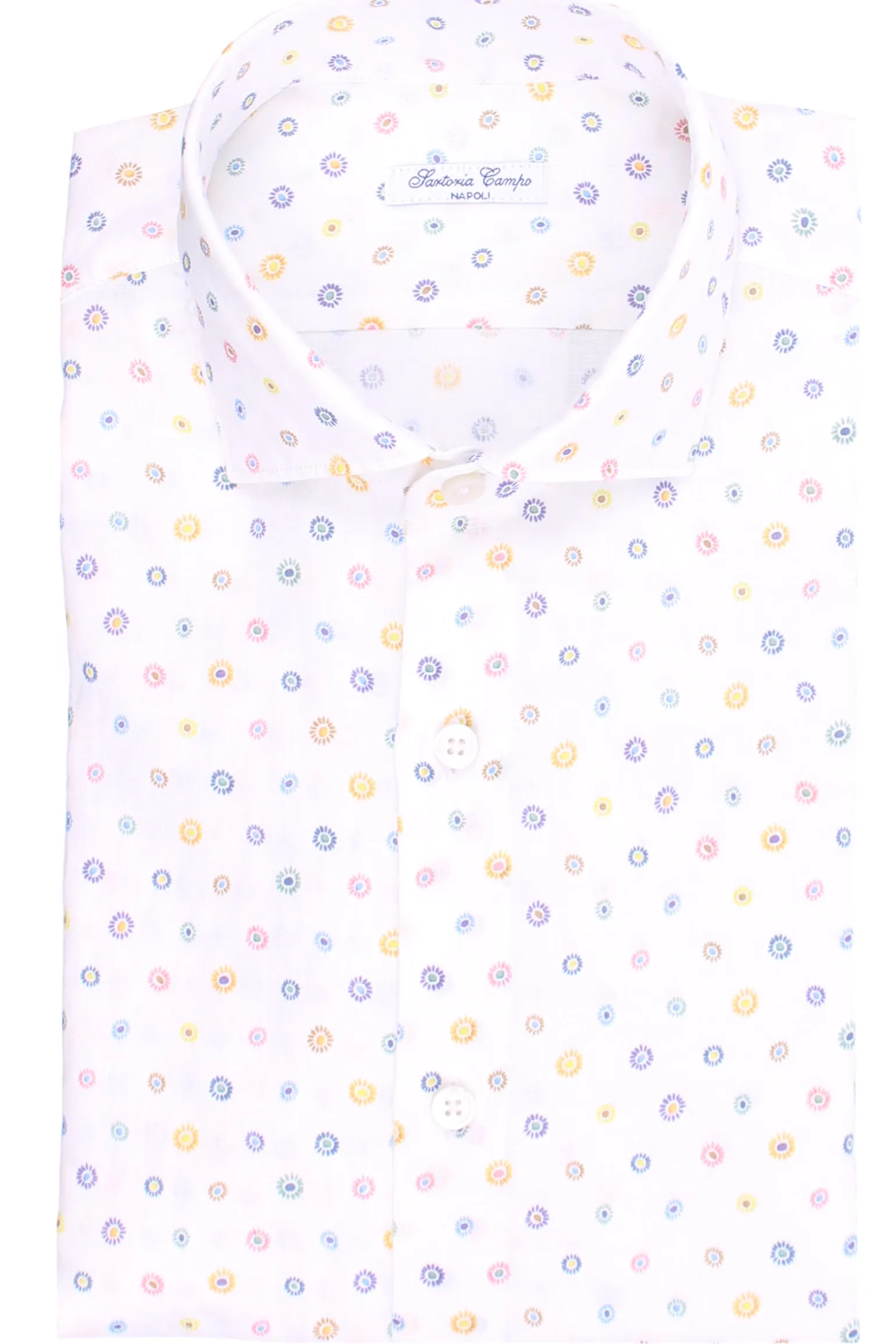 camicia stampata in lino e cotone