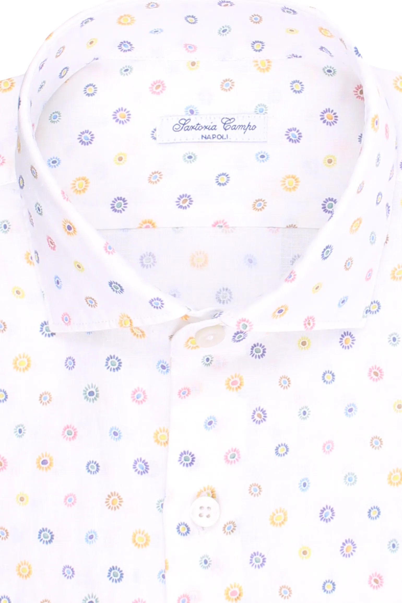 camicia stampata in lino e cotone