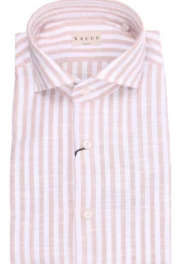 Camicia taylor a righe in cotone fiammato