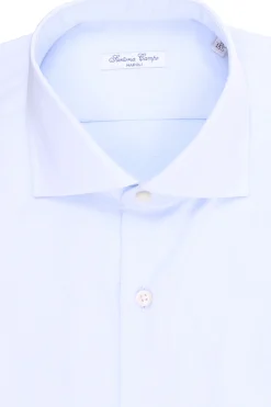 camicia unita in cotone twill
