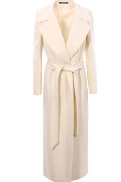Cappotto lungo in lana con cintura