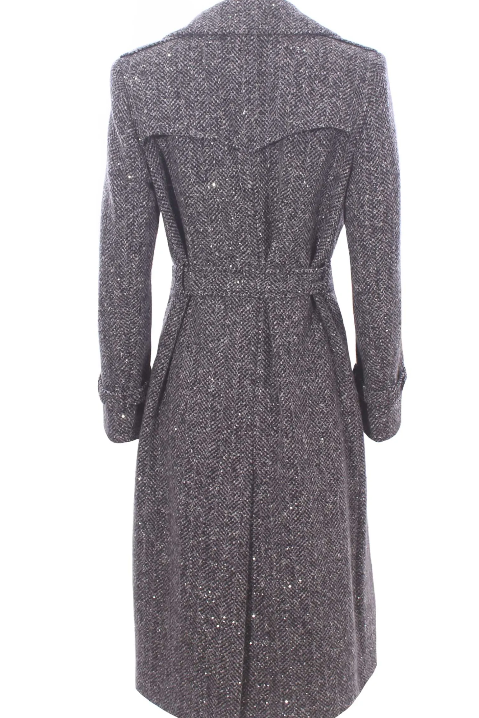 Cappotto trench in lana con applicazioni paillettes