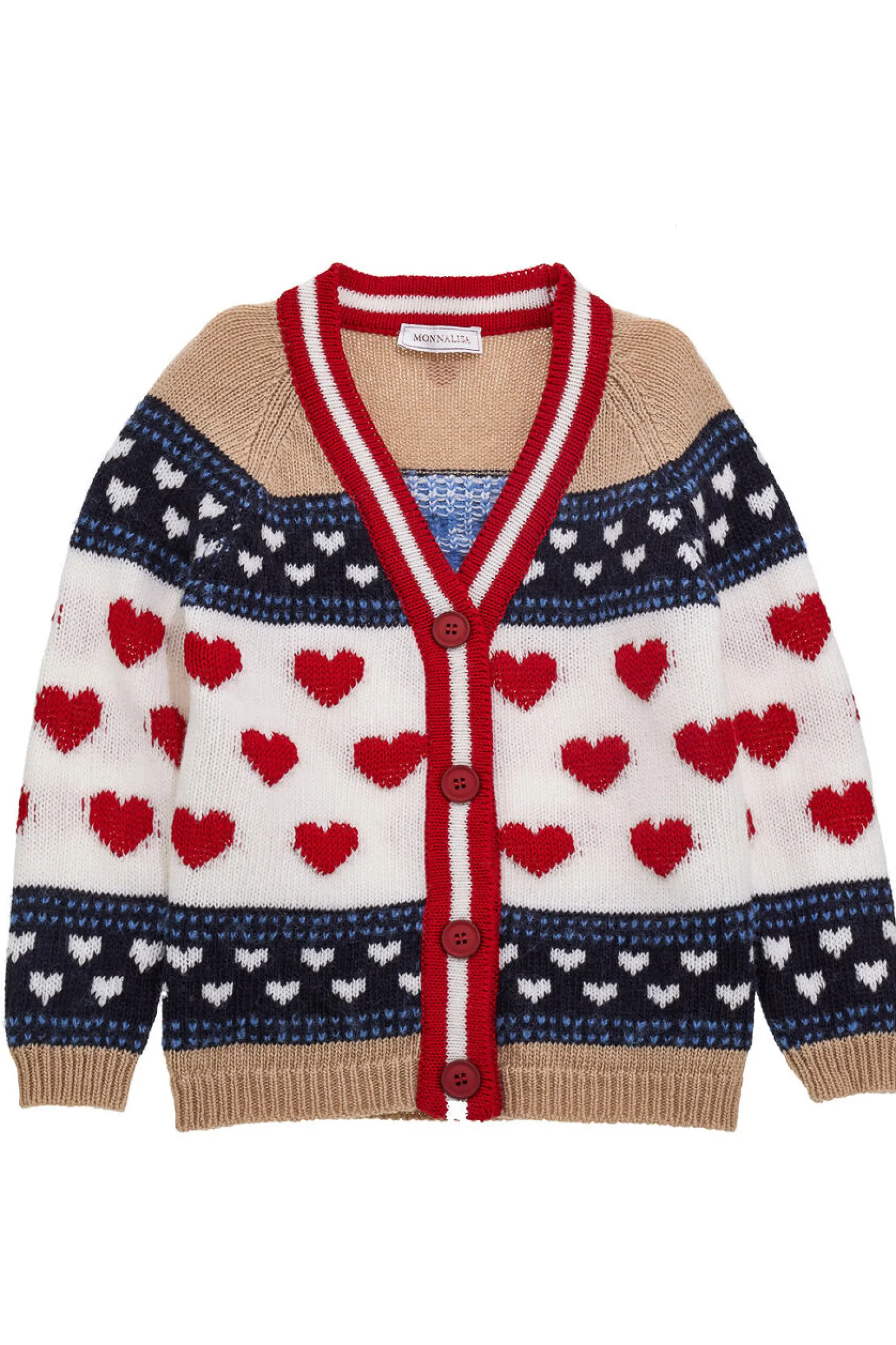 Cardigan in lana cuori