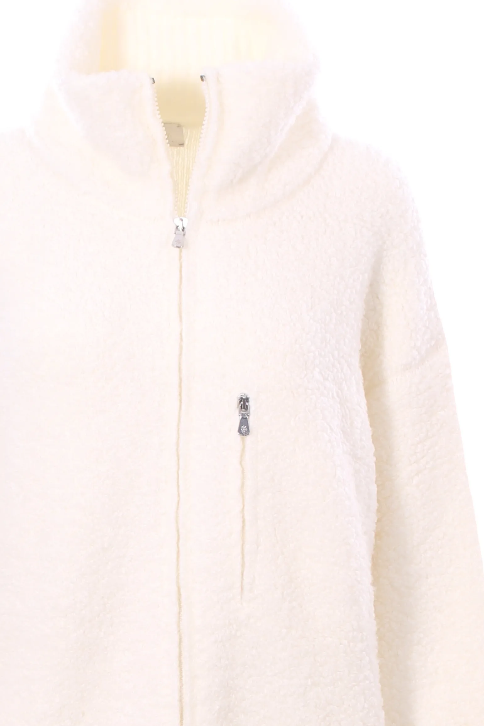 Cardigan lungo con zip effetto boucle'