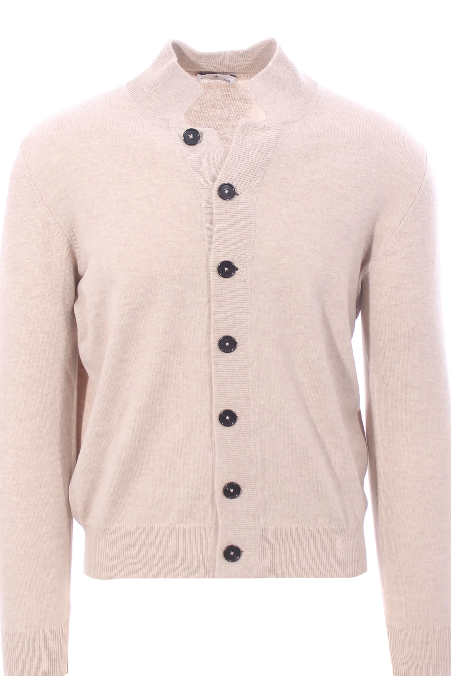 cardigan polo in lana, seta e cashmere