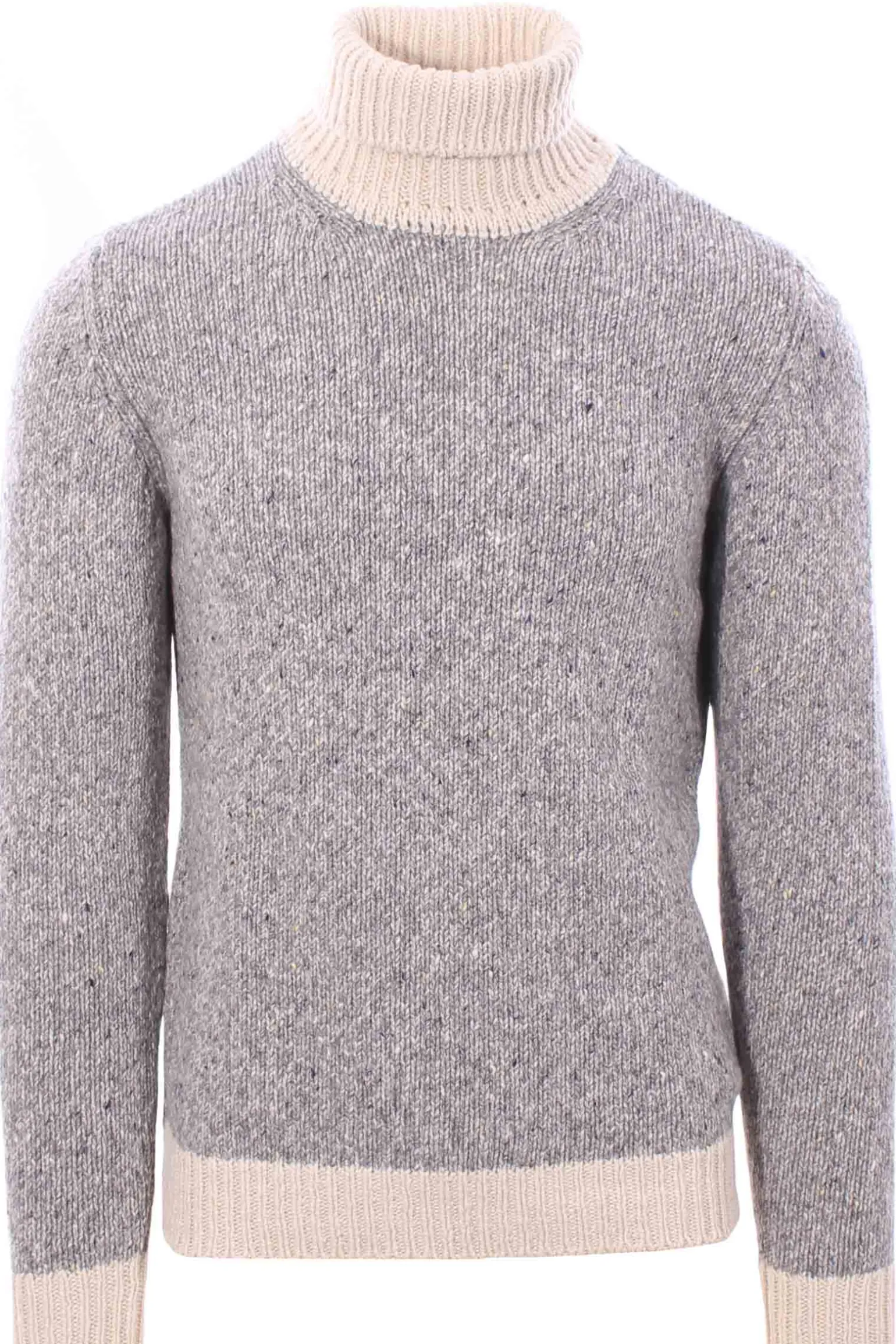 collo alto bicolor in lana e cashmere moulinè