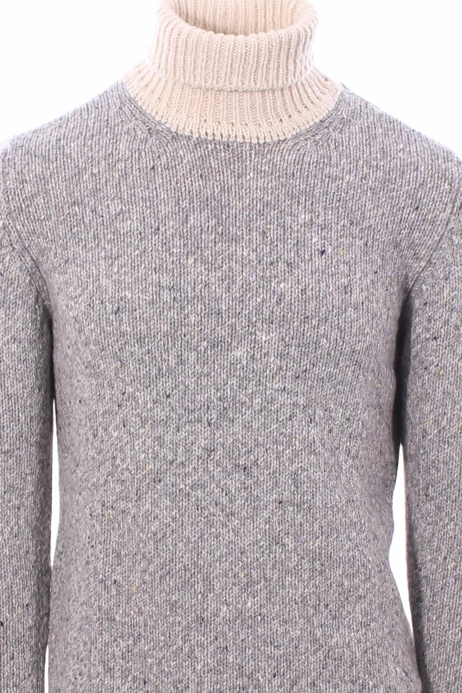 collo alto bicolor in lana e cashmere moulinè