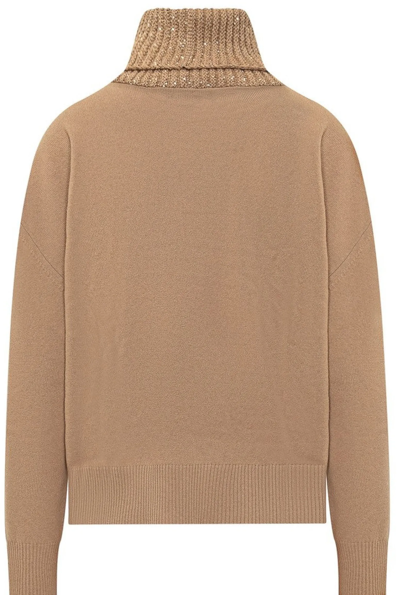 Collo alto in lana seta e cashmere con applicazioni