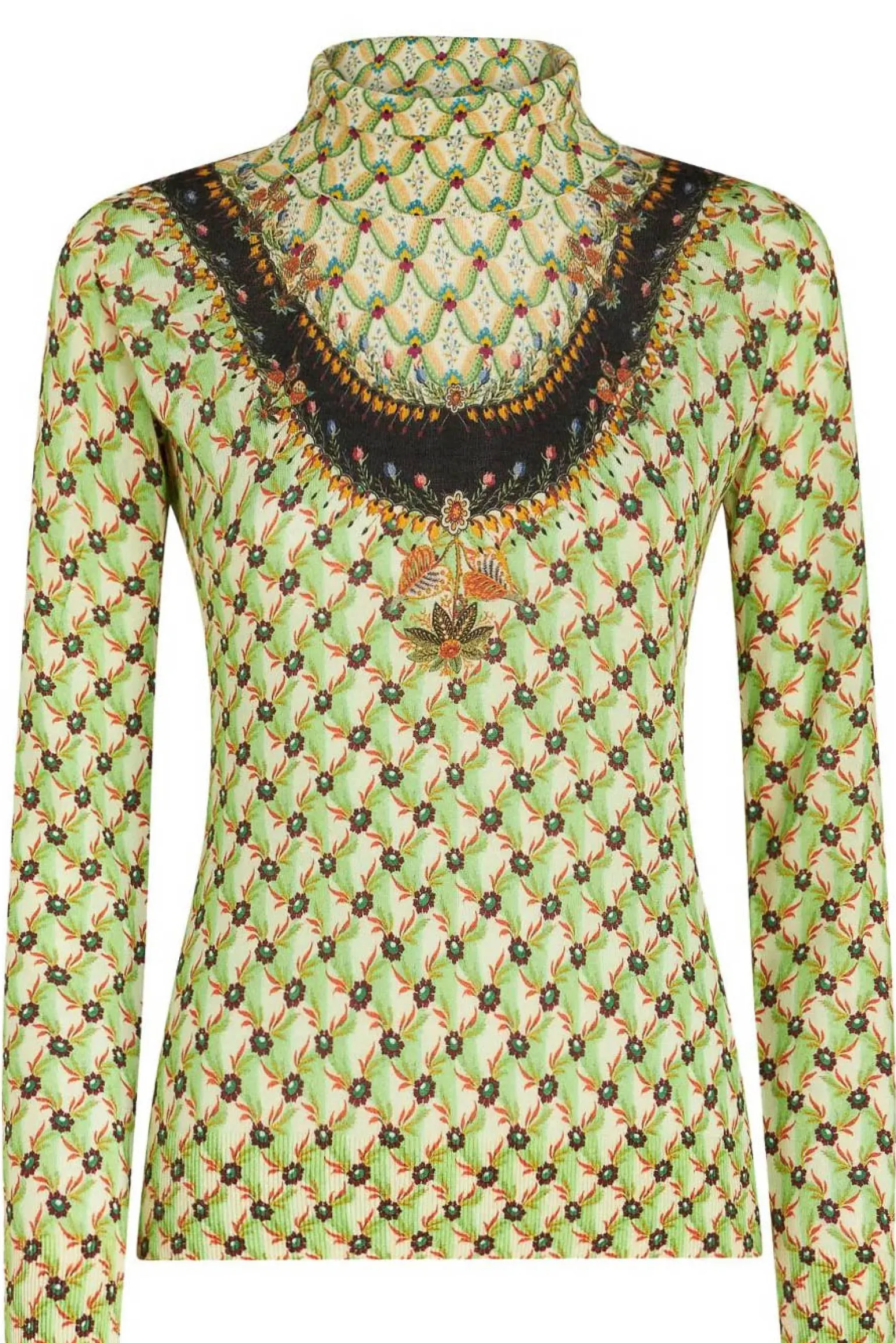 Collo alto in seta e cashmere stampa floreale