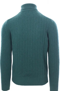 collo alto treccia in green cashmere