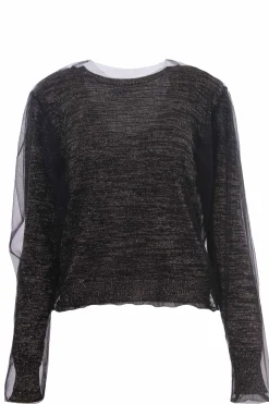 Collo a v doppiato con tulle