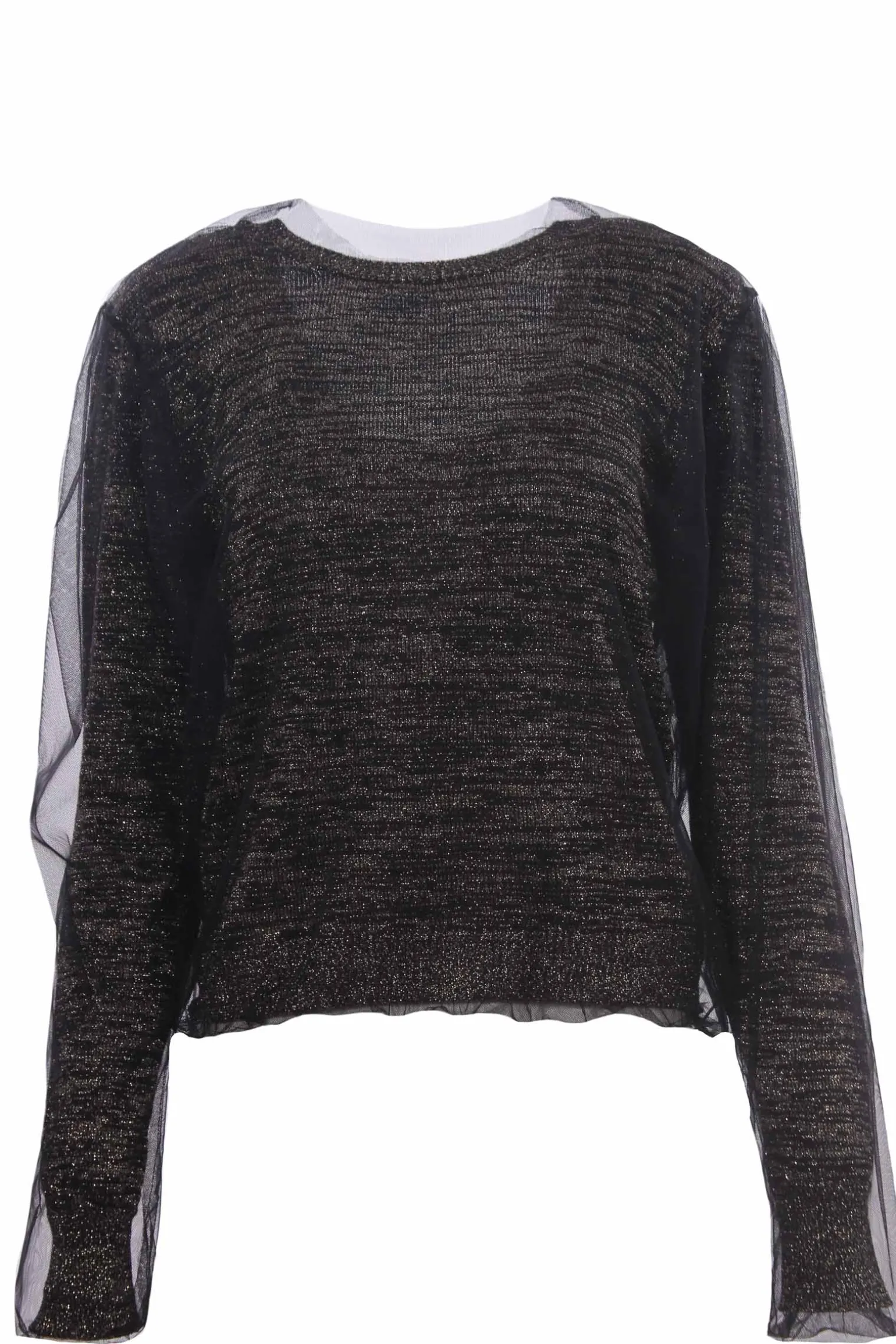Collo a v doppiato con tulle
