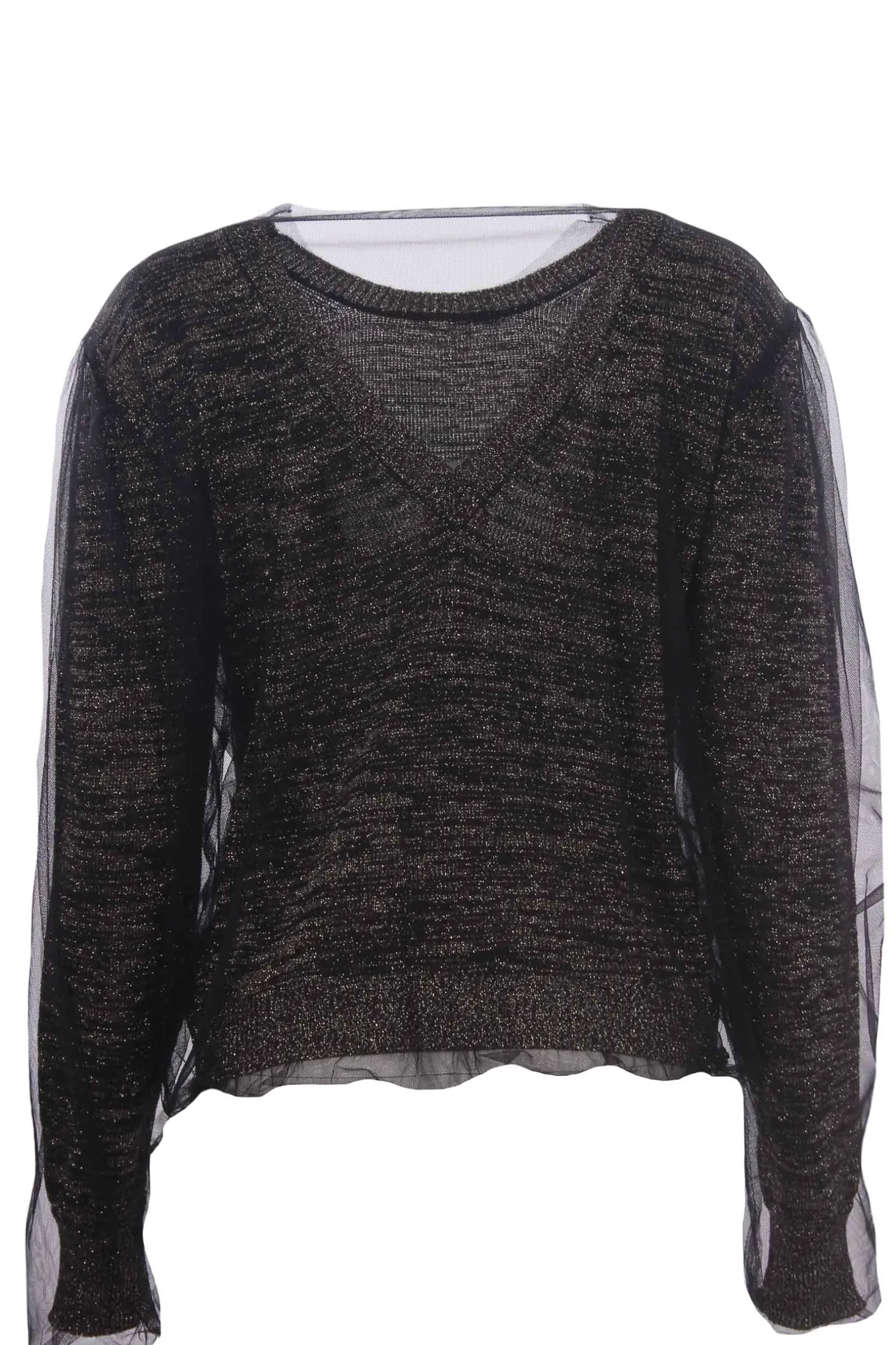 Collo a v doppiato con tulle