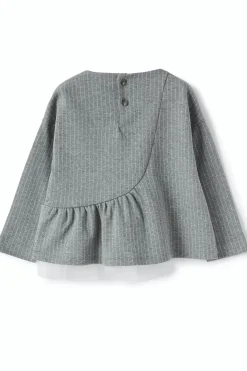 Felpa gessata con tulle