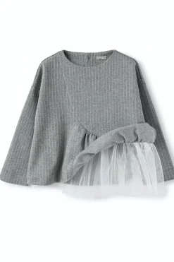 Felpa gessata con tulle