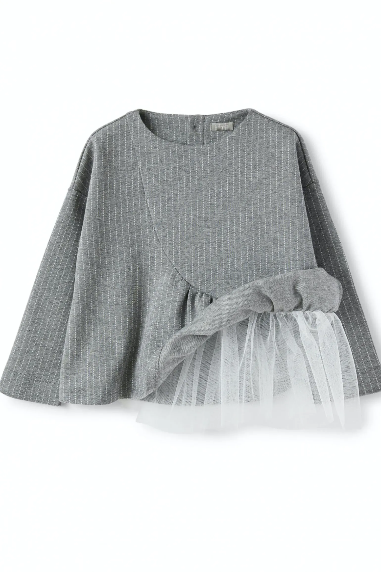 Felpa gessata con tulle