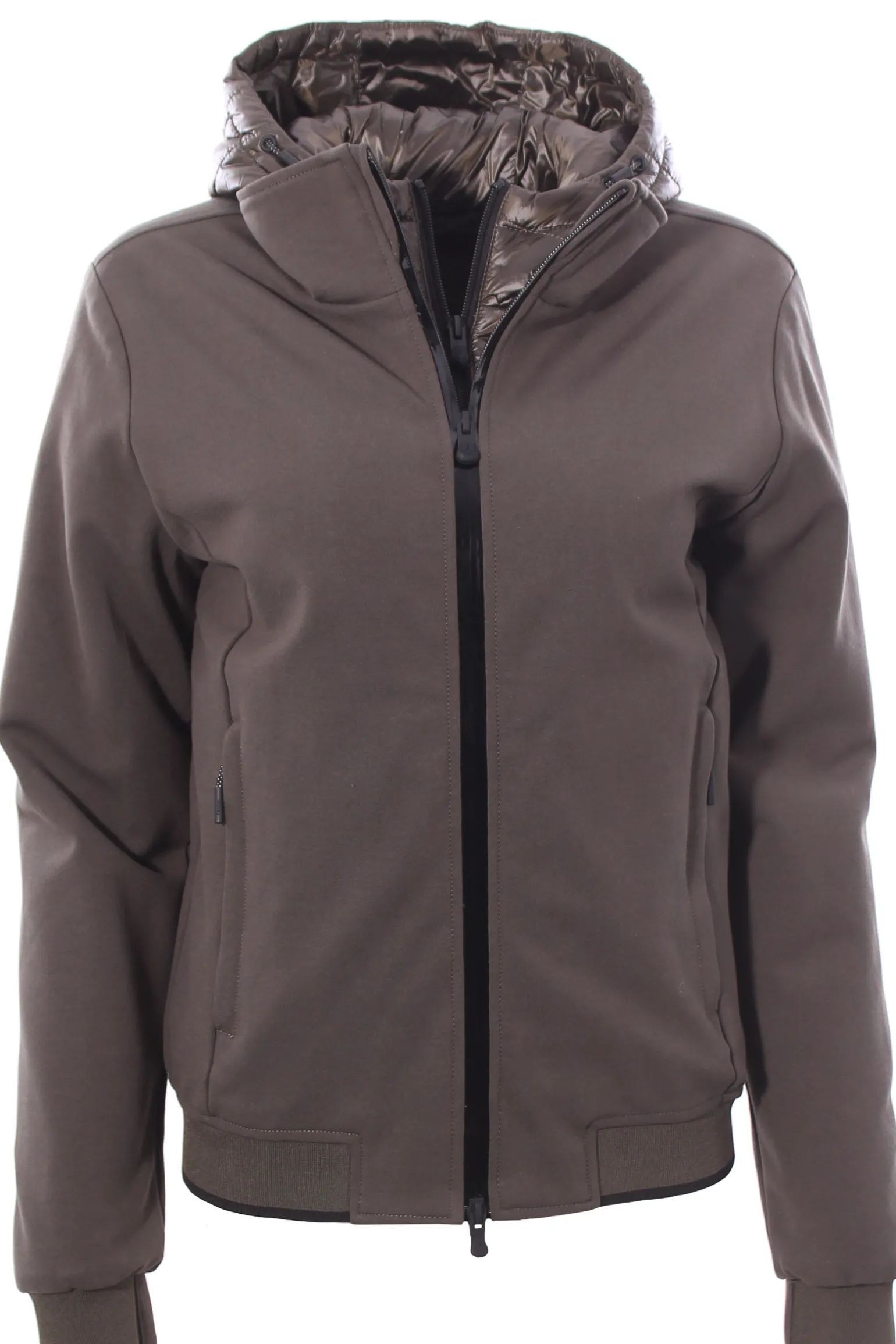 Felpa zip con pettorina e cappuccio